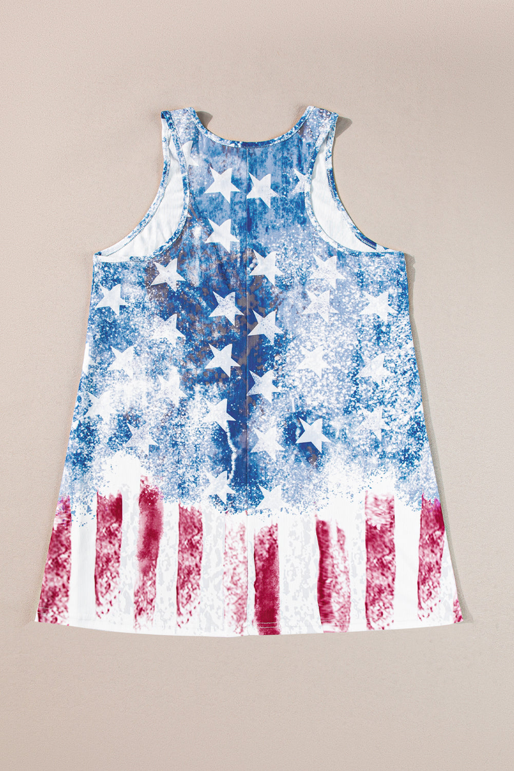 Blue Vintage Washed Flag Print Shift Tank Top