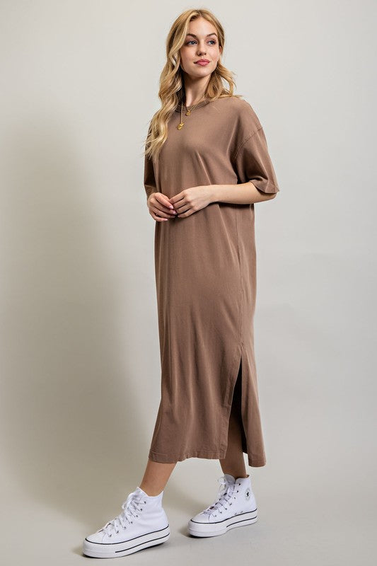 VENTED HEAVY COTTON WASHED DRESS