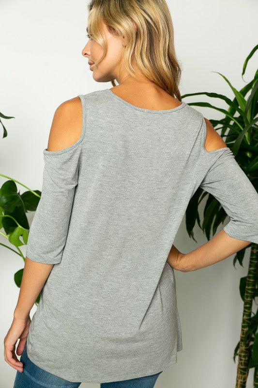 PLUS SOLID COLD SHOULDER TOP