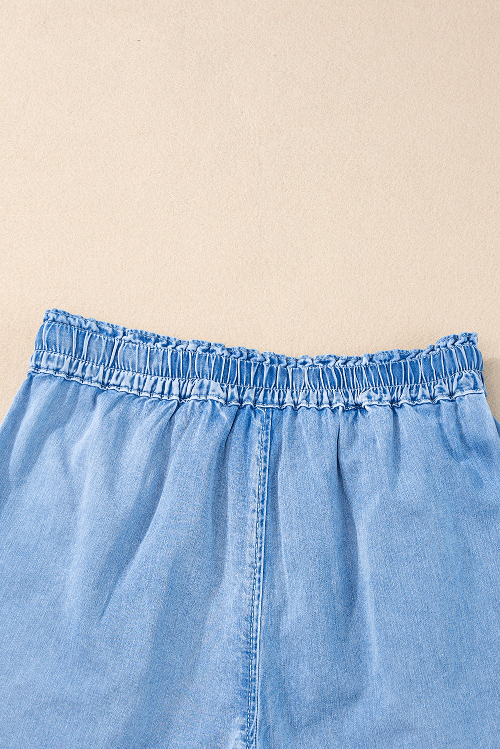 Beau Blue Casual Chambray Drawstring Shorts