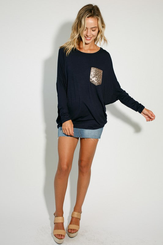 PLUS SEQUENCE POCKET DOLMAN SL TOP